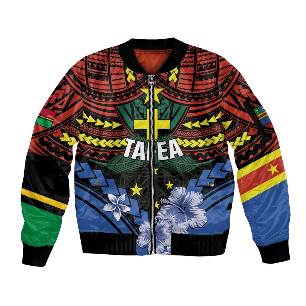 Personalised Vanuatu Tafea Province Sleeve Zip Bomber Jacket Unique Tropical Tribal Pattern LT01 Unisex Colorful - Polynesian Pride