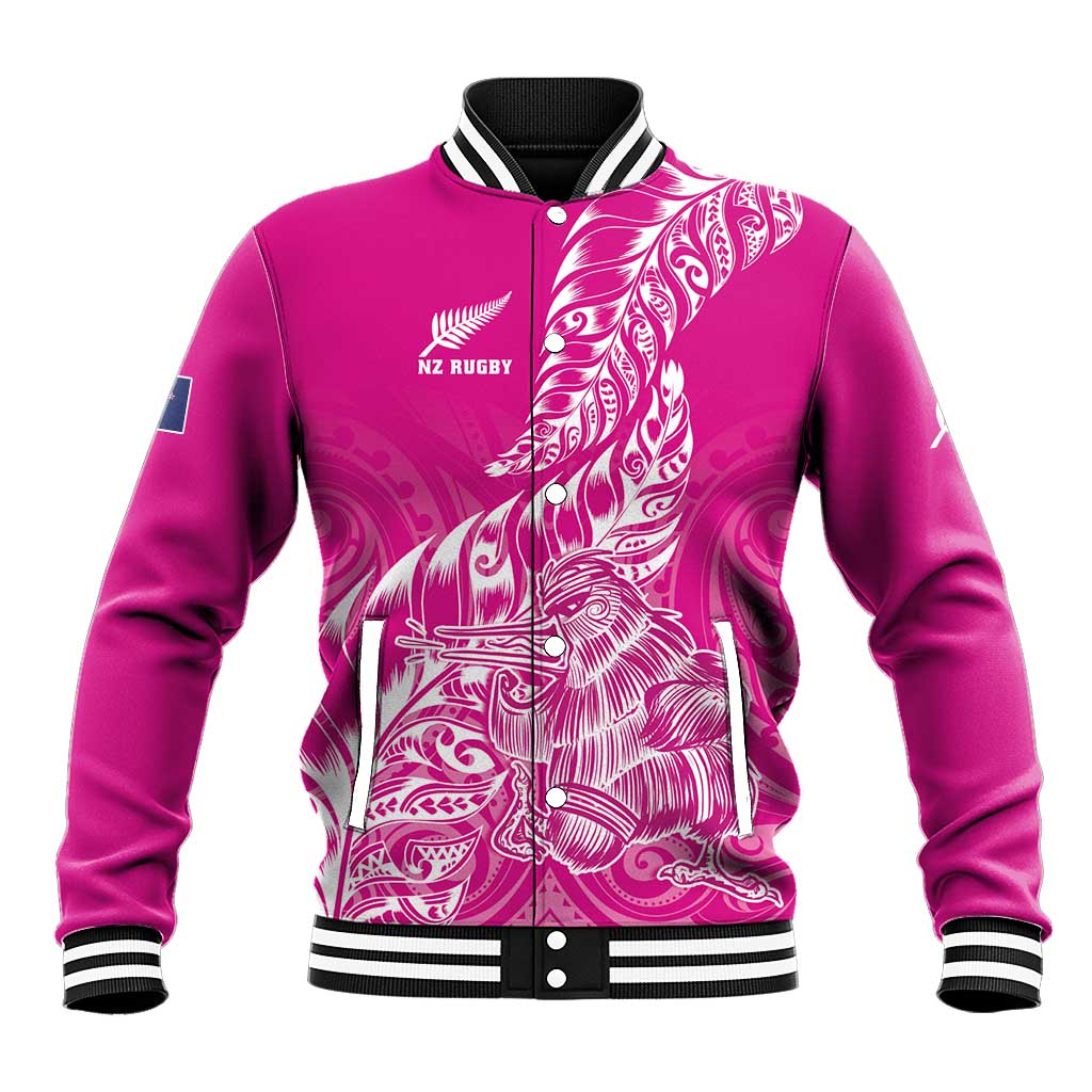 Custom New Zealand Rugby Silver Fern Baseball Jacket Aotearoa Kiwi Maori Pink Version LT01 Unisex Pink - Polynesian Pride