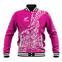 Custom New Zealand Rugby Silver Fern Baseball Jacket Aotearoa Kiwi Maori Pink Version LT01 Unisex Pink - Polynesian Pride