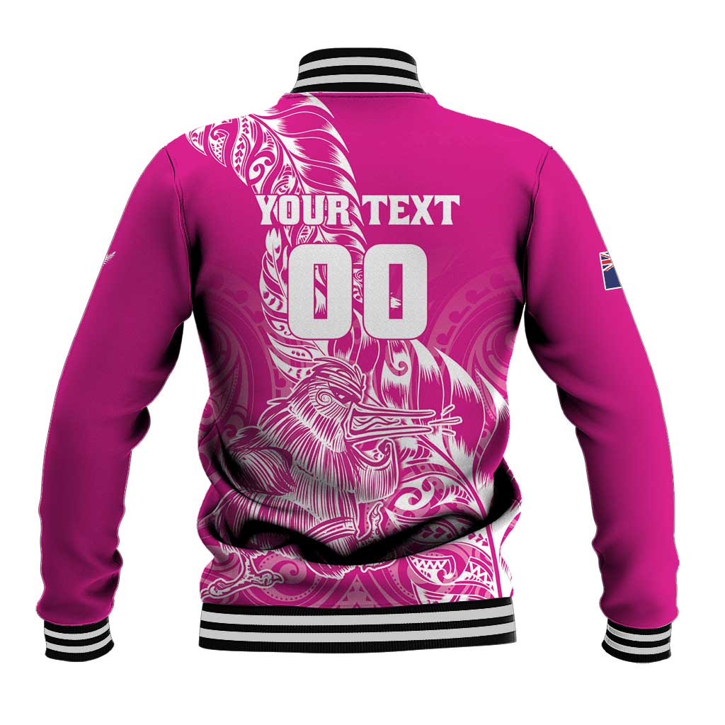 Custom New Zealand Rugby Silver Fern Baseball Jacket Aotearoa Kiwi Maori Pink Version LT01 - Polynesian Pride