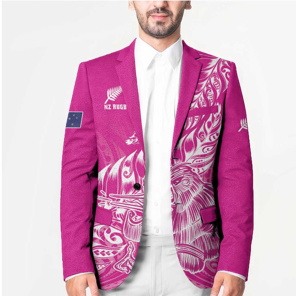 Custom New Zealand Rugby Silver Fern Blazer Aotearoa Kiwi Maori Pink Version LT01 - Polynesian Pride