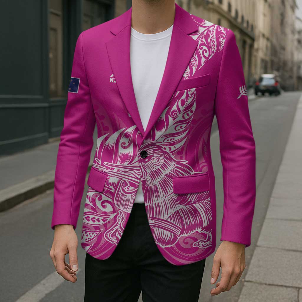 Custom New Zealand Rugby Silver Fern Blazer Aotearoa Kiwi Maori Pink Version LT01 - Polynesian Pride