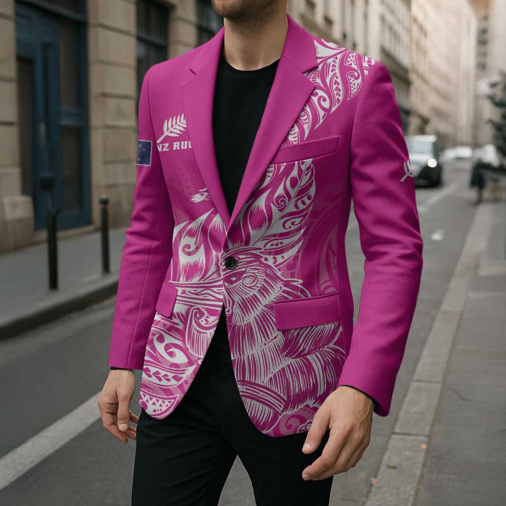 Custom New Zealand Rugby Silver Fern Blazer Aotearoa Kiwi Maori Pink Version LT01 - Polynesian Pride