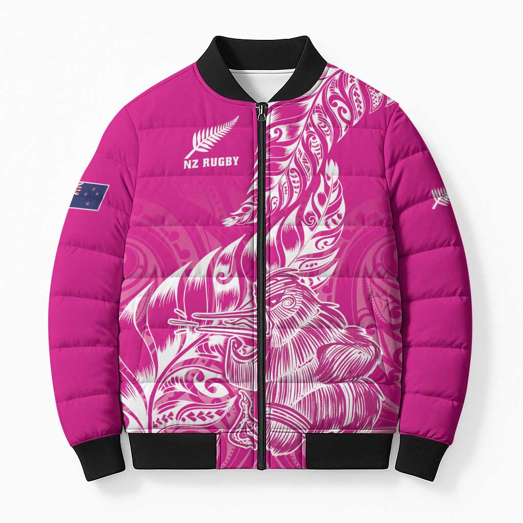 Custom New Zealand Rugby Silver Fern Bomber Puffer Jacket Aotearoa Kiwi Maori Pink Version LT01 Unisex Pink - Polynesian Pride