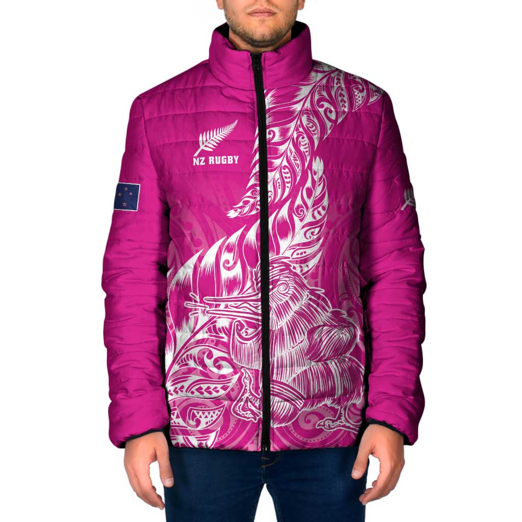 Custom New Zealand Rugby Silver Fern Padded Jacket Aotearoa Kiwi Maori Pink Version LT01 Men Pink - Polynesian Pride
