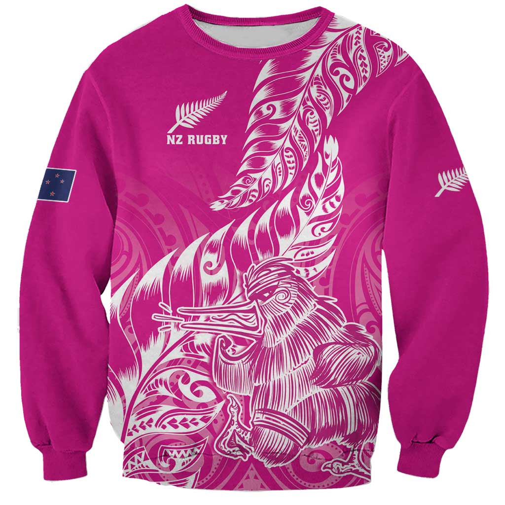 Custom New Zealand Rugby Silver Fern Sweatshirt Aotearoa Kiwi Maori Pink Version LT01 Unisex Pink - Polynesian Pride