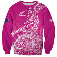 Custom New Zealand Rugby Silver Fern Sweatshirt Aotearoa Kiwi Maori Pink Version LT01 Unisex Pink - Polynesian Pride