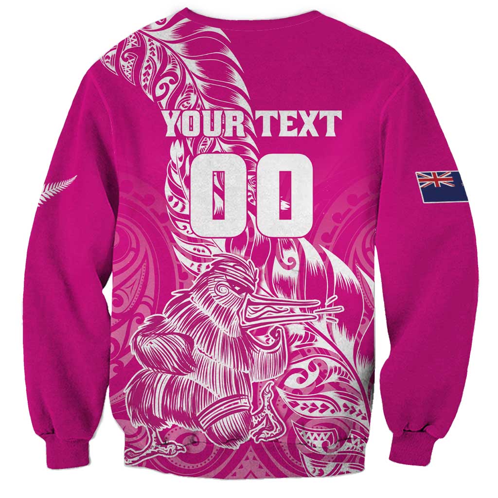 Custom New Zealand Rugby Silver Fern Sweatshirt Aotearoa Kiwi Maori Pink Version LT01 - Polynesian Pride