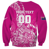 Custom New Zealand Rugby Silver Fern Sweatshirt Aotearoa Kiwi Maori Pink Version LT01 - Polynesian Pride