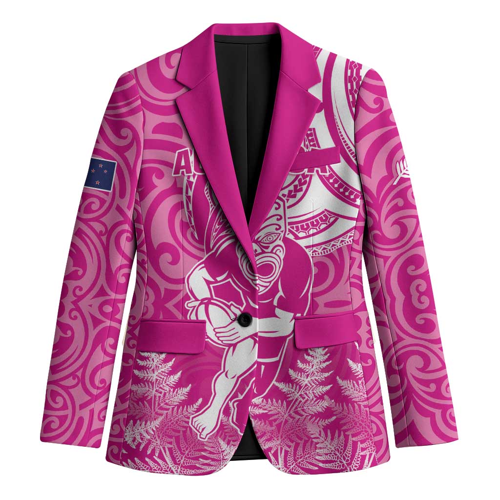 New Zealand Silver Fern Rugby All Pink Blazer Maori Tiki Player With Ta Moko Tribal LT01 Unisex Pink - Polynesian Pride