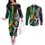 Custom New Zealand and South Africa Rugby Couples Matching Off The Shoulder Long Sleeve Dress and Long Sleeve Button Shirt Silver Fern Protea Pattern World Cup 2023 LT01 Art - Polynesian Pride