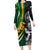 Custom New Zealand and South Africa Rugby Long Sleeve Bodycon Dress Silver Fern Protea Pattern World Cup 2023 LT01 Long Dress Art - Polynesian Pride