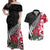 Custom New Zealand and England Rugby Couples Matching Off Shoulder Maxi Dress and Hawaiian Shirt Silver Fern With Red Rose World Cup 2023 LT01 Art - Polynesian Pride