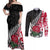 Custom New Zealand and England Rugby Couples Matching Off Shoulder Maxi Dress and Long Sleeve Button Shirt Silver Fern With Red Rose World Cup 2023 LT01 Art - Polynesian Pride