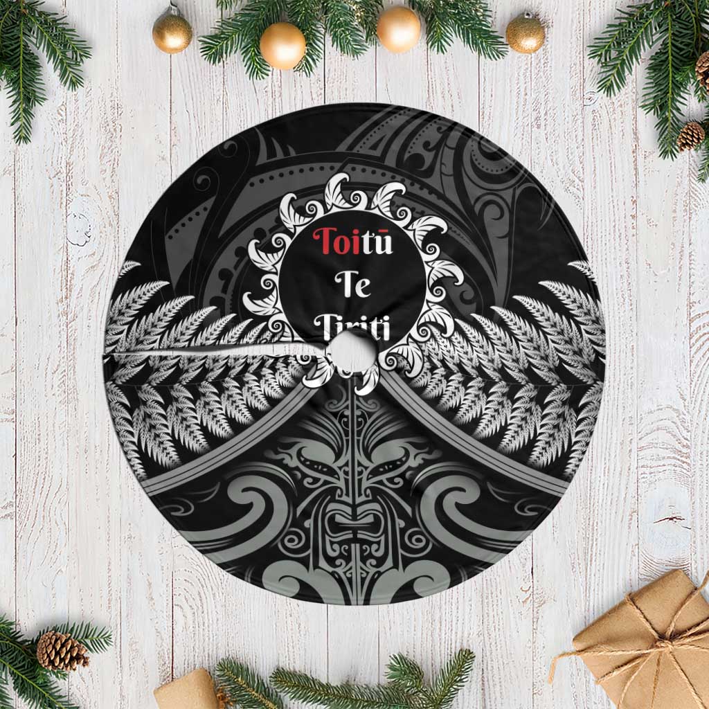 Toitu Te Tiriti Aotearoa Silver Fern Tree Skirt Maori Pattern LT01 Casual Black - Polynesian Pride