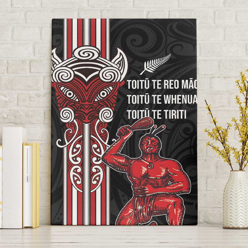 Toitu Te Reo Maori Toitu Te Whenua Toitu Te Tiriti Canvas Wall Art Maori Warrior New Zealand