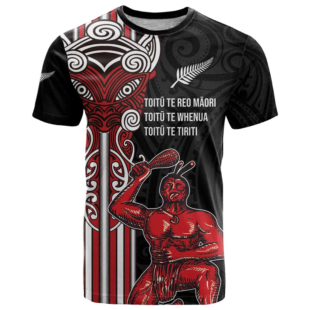 Toitu Te Reo Maori Toitu Te Whenua Toitu Te Tiriti T Shirt Maori Warrior New Zealand LT01 Black - Polynesian Pride