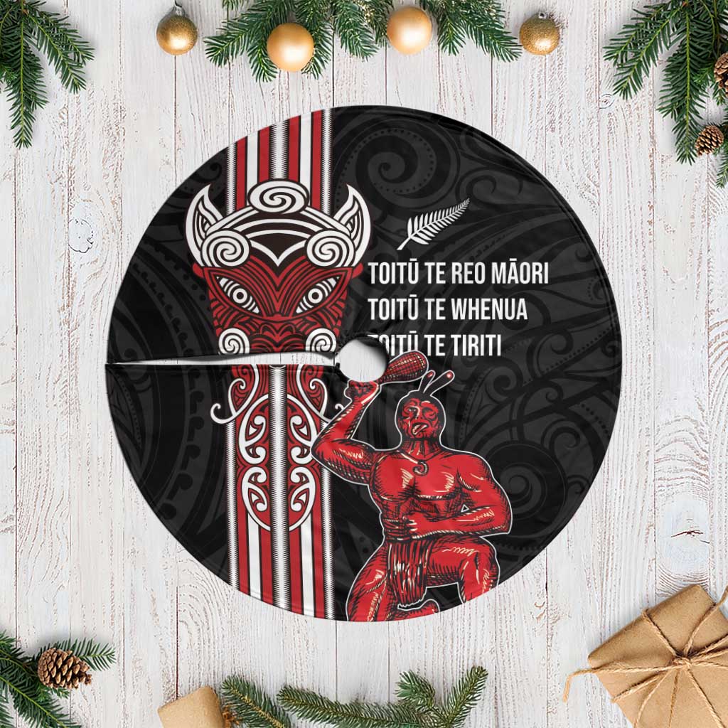 Toitu Te Reo Maori Toitu Te Whenua Toitu Te Tiriti Tree Skirt Maori Warrior LT01 Casual Black - Polynesian Pride