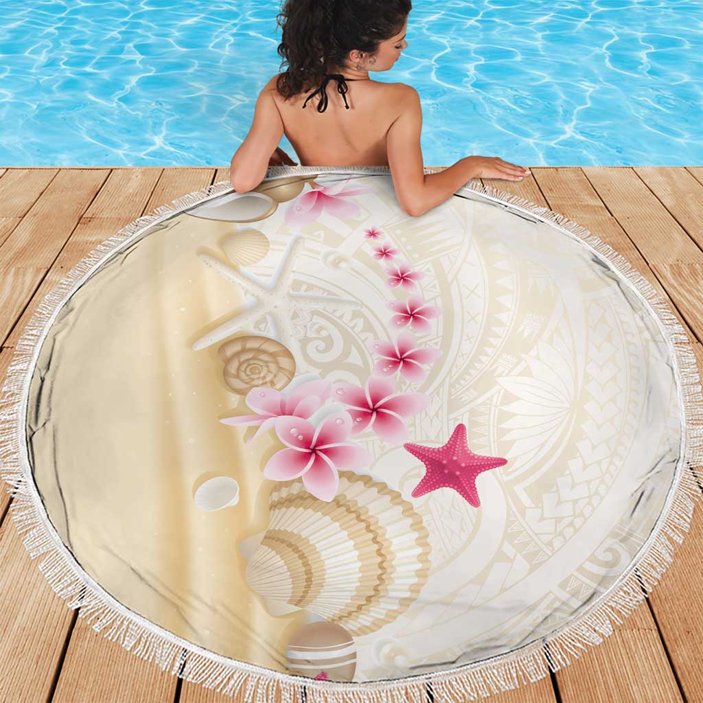 Beige Frangipani Sea Shell Beach Blanket Starfish Polynesian Pattern LT01 - Polynesian Pride