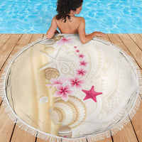 Beige Frangipani Sea Shell Beach Blanket Starfish Polynesian Pattern LT01 - Polynesian Pride