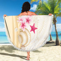 Beige Frangipani Sea Shell Beach Blanket Starfish Polynesian Pattern LT01 - Polynesian Pride