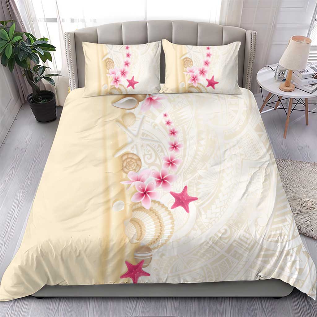 Beige Frangipani Sea Shell Bedding Set Starfish Polynesian Pattern LT01 - Polynesian Pride
