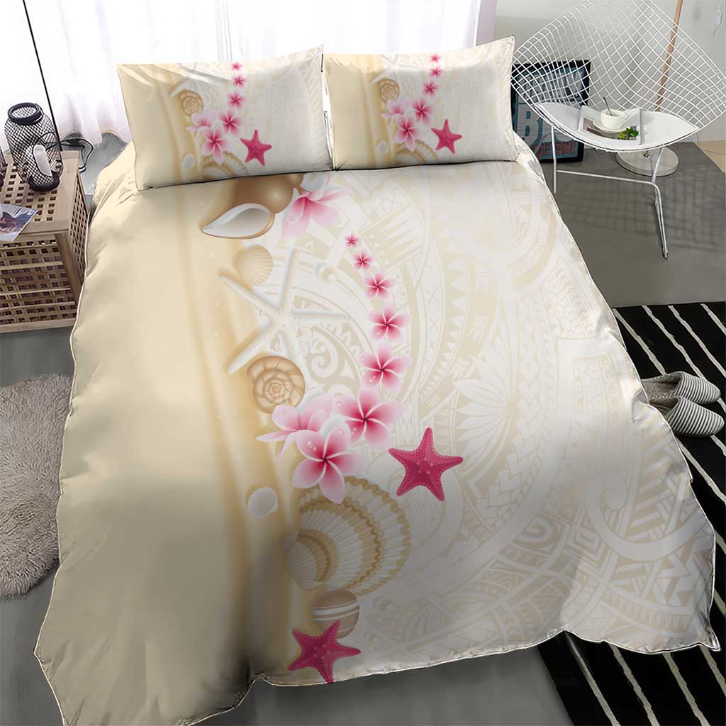 Beige Frangipani Sea Shell Bedding Set Starfish Polynesian Pattern LT01 - Polynesian Pride