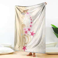 Beige Frangipani Sea Shell Blanket Starfish Polynesian Pattern LT01 - Polynesian Pride
