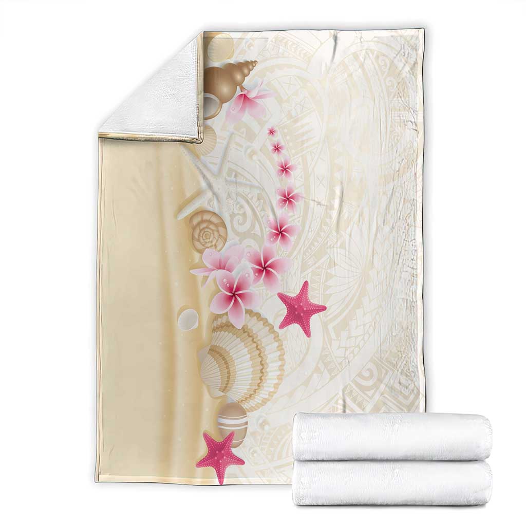 Beige Frangipani Sea Shell Blanket Starfish Polynesian Pattern LT01 - Polynesian Pride