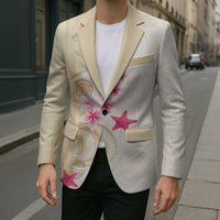 Beige Frangipani Sea Shell Blazer Starfish Polynesian Pattern LT01 - Polynesian Pride