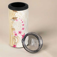 Beige Frangipani Sea Shell 4 in 1 Can Cooler Tumbler Starfish Polynesian Pattern LT01 - Polynesian Pride