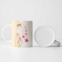 Beige Frangipani Sea Shell Ceramic Mug Starfish Polynesian Pattern LT01 - Polynesian Pride