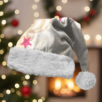 Beige Frangipani Sea Shell Christmas Santa Hat Starfish Polynesian Pattern LT01 With Fur Beige - Polynesian Pride
