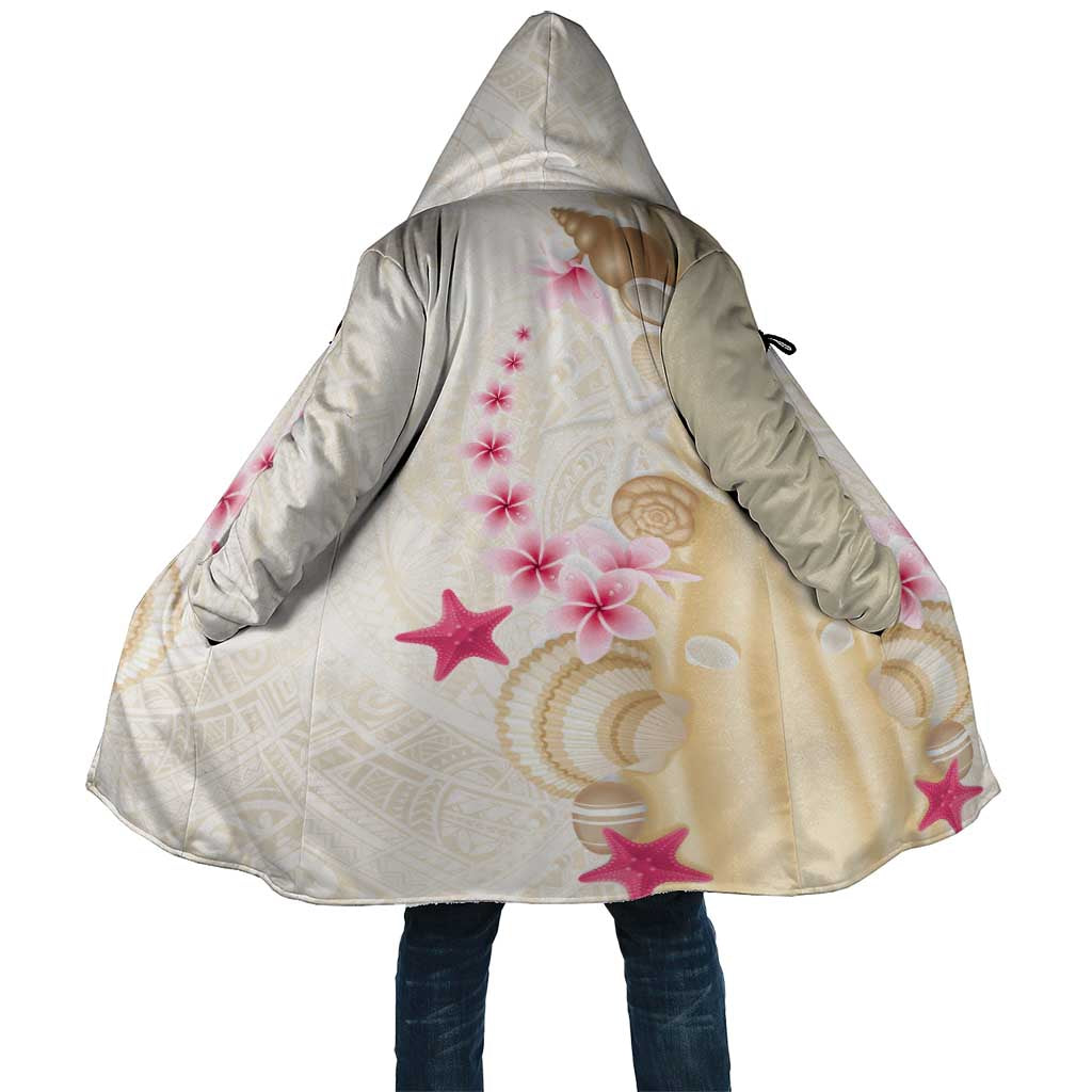 Beige Frangipani Sea Shell Cloak Starfish Polynesian Pattern LT01 Unisex Beige - Polynesian Pride