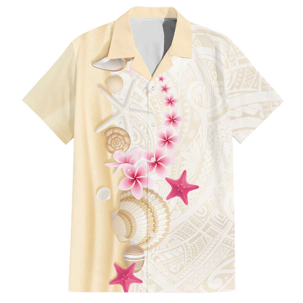 Beige Frangipani Sea Shell Hawaiian Shirt Starfish Polynesian Pattern LT01 Beige - Polynesian Pride