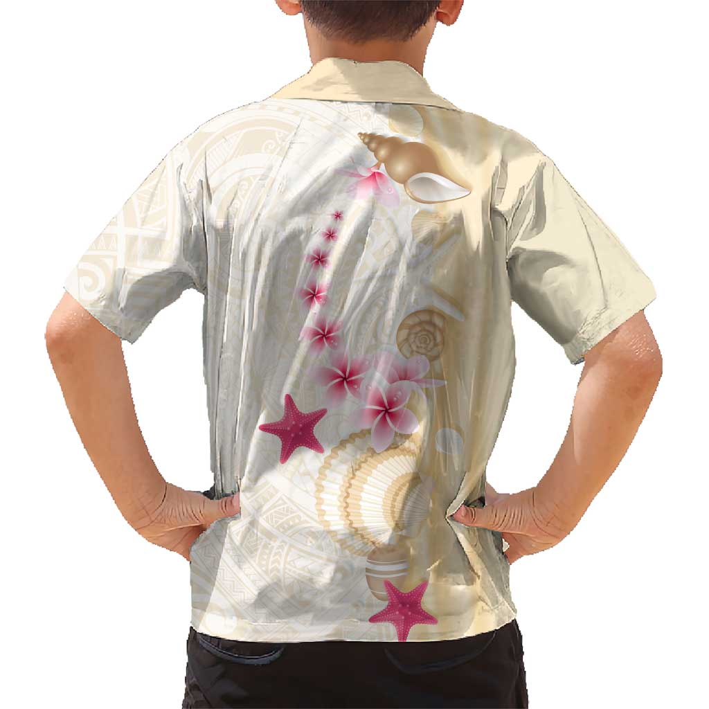 Beige Frangipani Sea Shell Hawaiian Shirt Starfish Polynesian Pattern LT01 - Polynesian Pride
