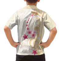 Beige Frangipani Sea Shell Kid Hawaiian Shirt Starfish Polynesian Pattern LT01 - Polynesian Pride