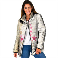 Beige Frangipani Sea Shell Padded Jacket Starfish Polynesian Pattern LT01 Women Beige - Polynesian Pride