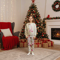 Beige Frangipani Sea Shell Christmas Pajama Set Starfish Polynesian Pattern LT01 Kid Beige - Polynesian Pride