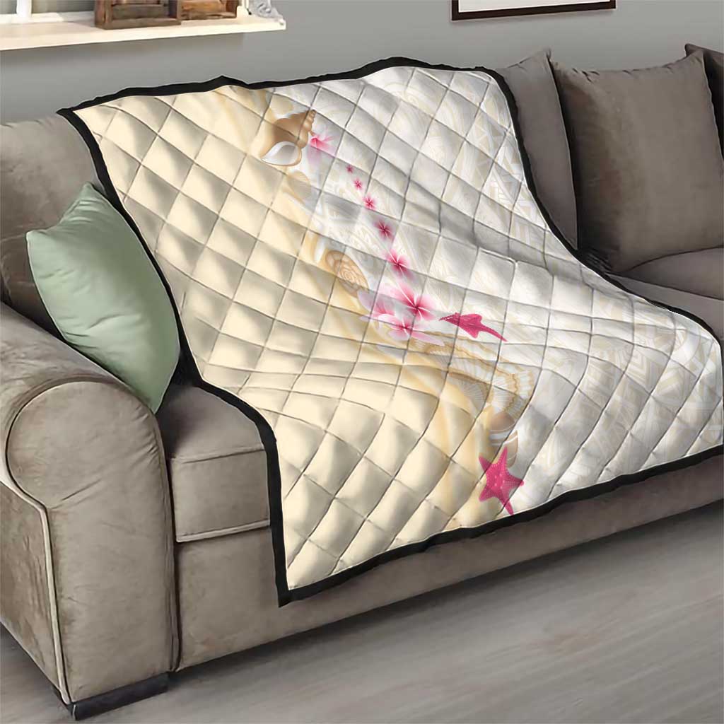 Beige Frangipani Sea Shell Quilt Starfish Polynesian Pattern LT01 - Polynesian Pride