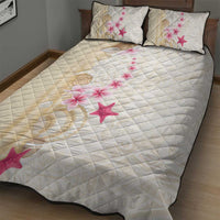 Beige Frangipani Sea Shell Quilt Bed Set Starfish Polynesian Pattern LT01 - Polynesian Pride