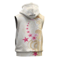Beige Frangipani Sea Shell Sleeveless Hoodie Starfish Polynesian Pattern LT01 - Polynesian Pride