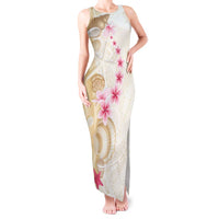 Beige Frangipani Sea Shell Tank Maxi Dress Starfish Polynesian Pattern LT01 Women Beige - Polynesian Pride