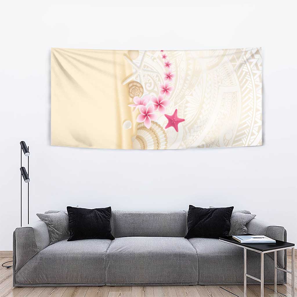Beige Frangipani Sea Shell Tapestry Starfish Polynesian Pattern LT01 - Polynesian Pride