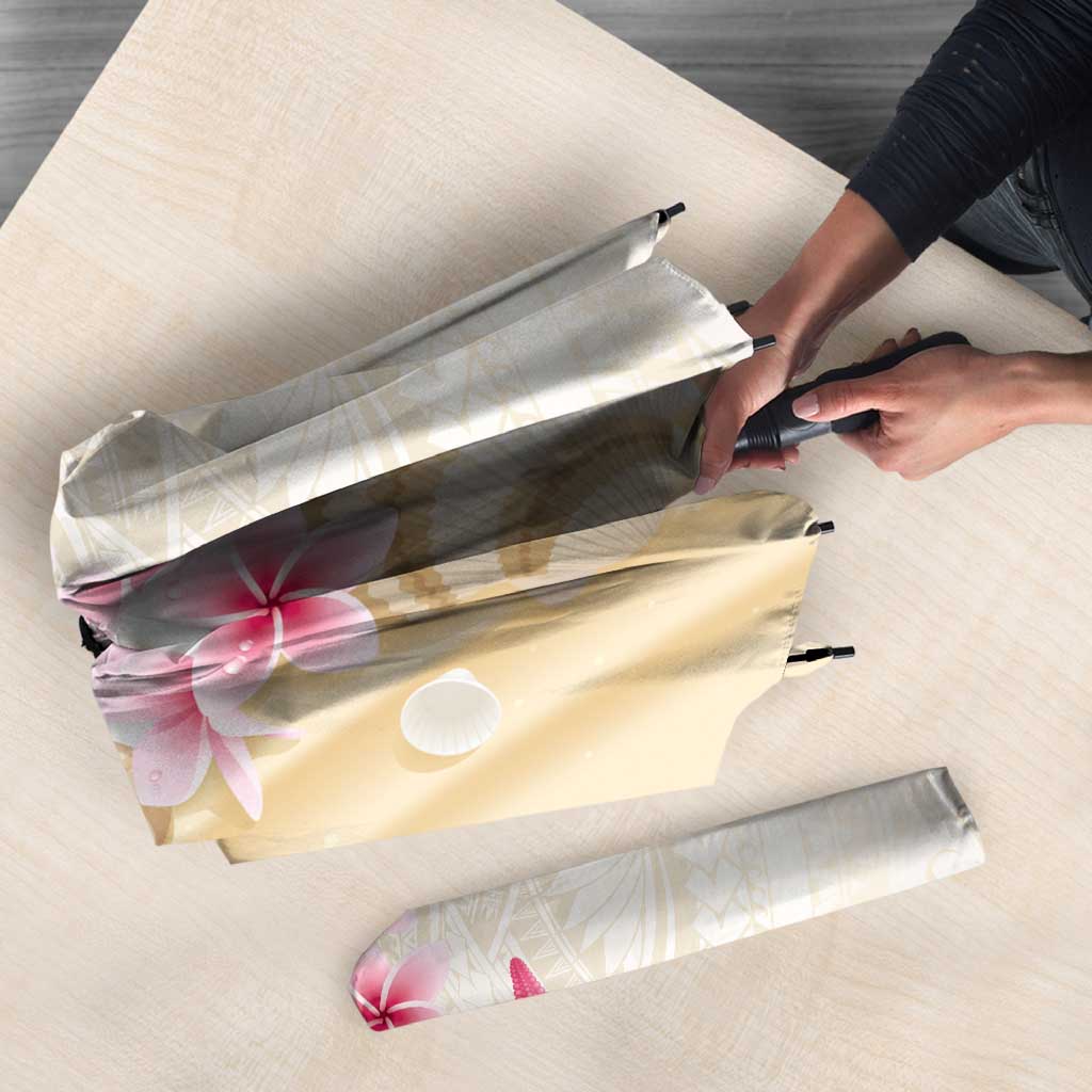 Beige Frangipani Sea Shell Umbrella Starfish Polynesian Pattern LT01 - Polynesian Pride