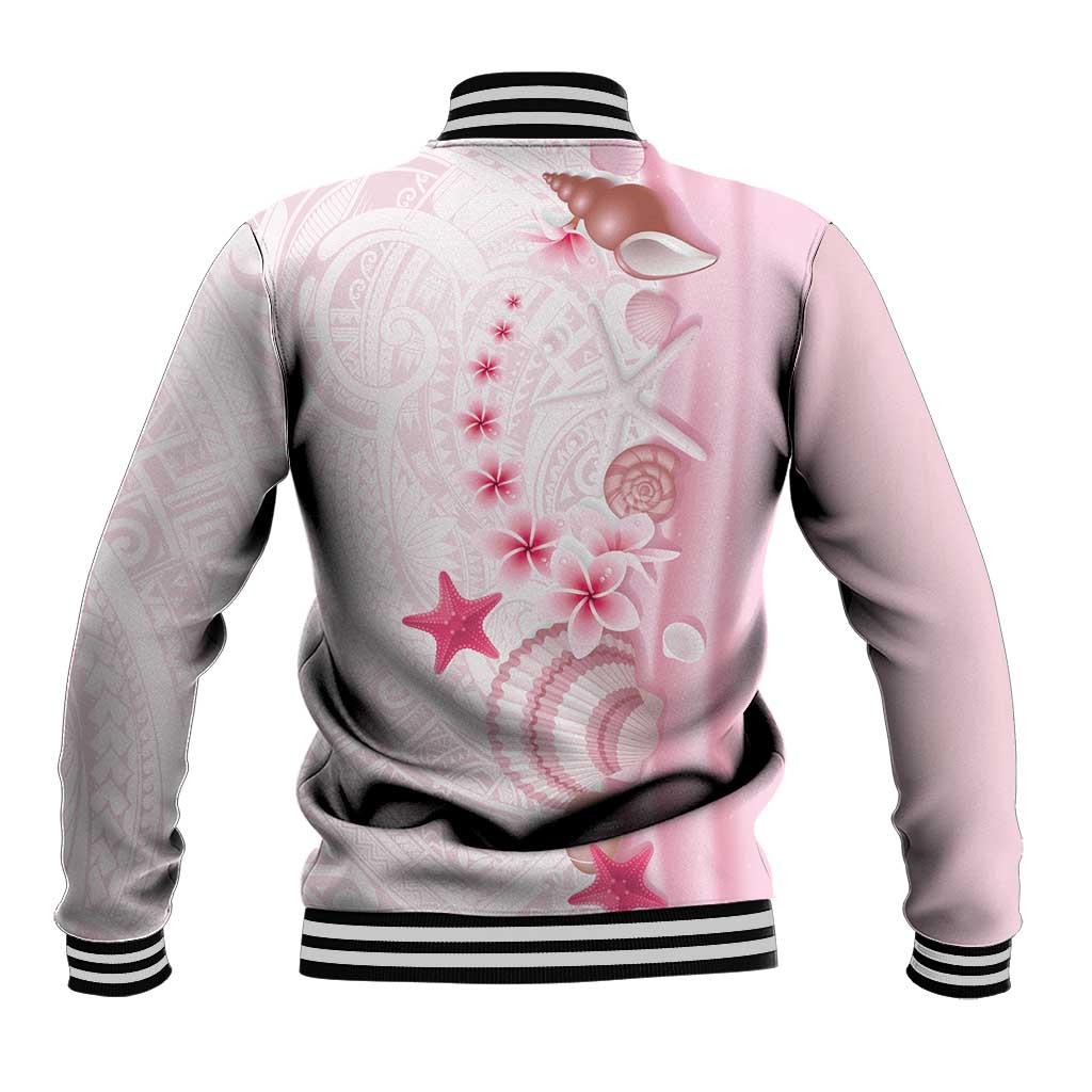 Pink Plumeria Sea Shell Baseball Jacket Starfish Polynesian Pattern LT01 - Polynesian Pride