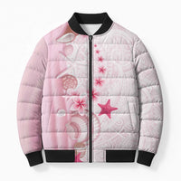 Pink Plumeria Sea Shell Bomber Puffer Jacket Starfish Polynesian Pattern LT01 Unisex Pink - Polynesian Pride