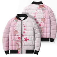 Pink Plumeria Sea Shell Bomber Puffer Jacket Starfish Polynesian Pattern LT01 - Polynesian Pride