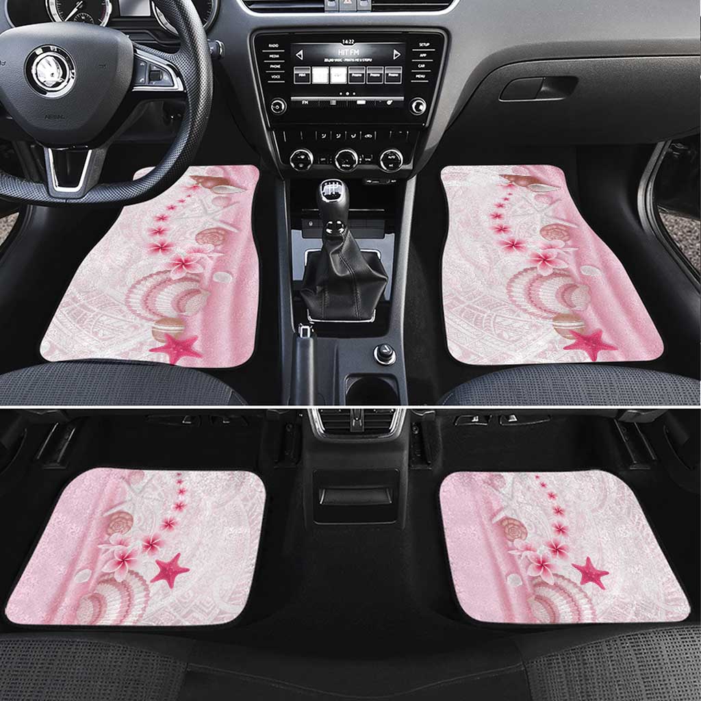 Pink Plumeria Sea Shell Car Mats Starfish Polynesian Pattern LT01 Set 4pcs Pink - Polynesian Pride