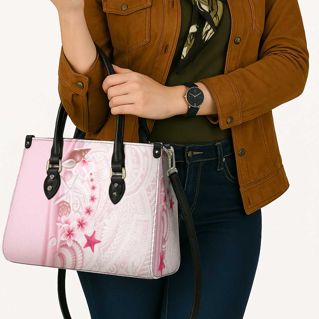 Pink Plumeria Sea Shell Leather Bag Starfish Polynesian Pattern LT01 - Polynesian Pride